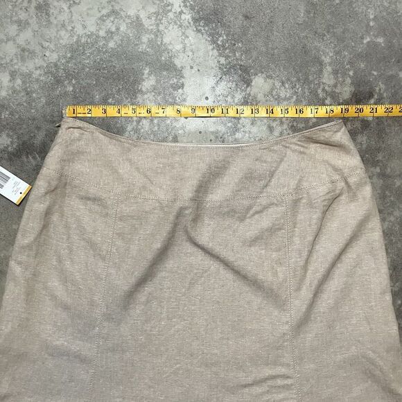 Ak Anne Klein Skirt Womens 16W Beige Linen Lined A Line Side Zip - Picture 3 of 9